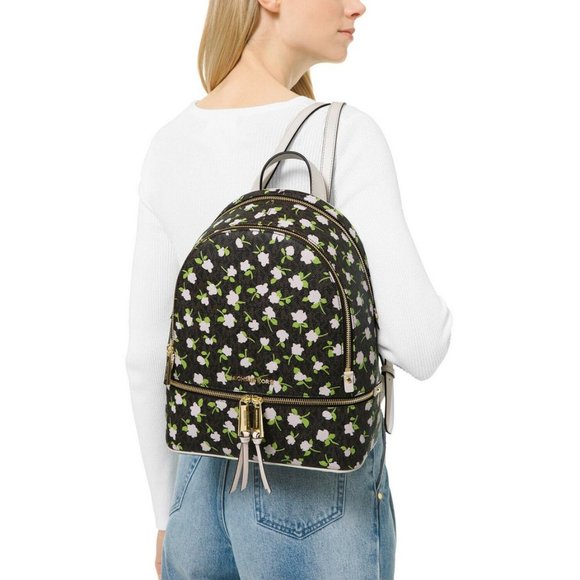 Michael Kors Rhea Zip Medium Leather MK Signature Backpack School Bag main image 5
